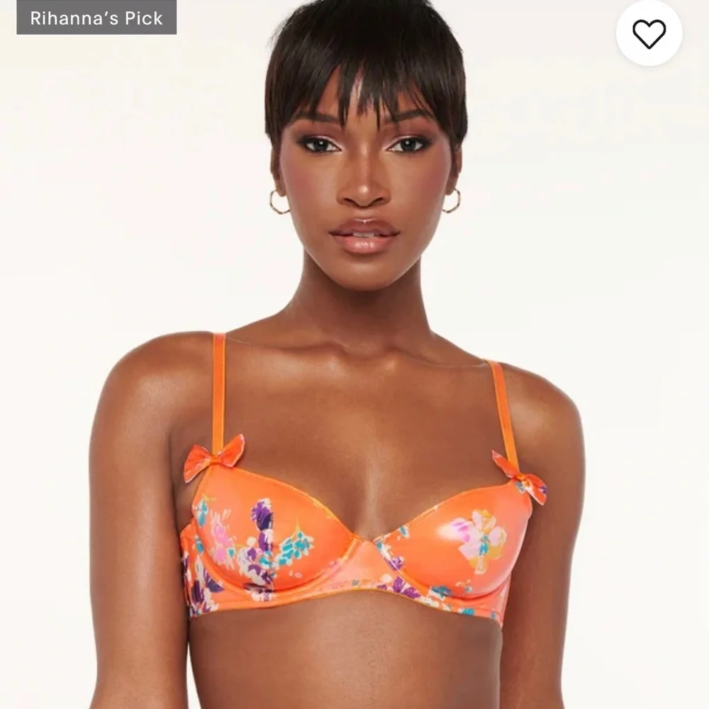Savage X Fenty. 34B. Orange Créme Bedtime Bouquet Print - Picture 1 of 8